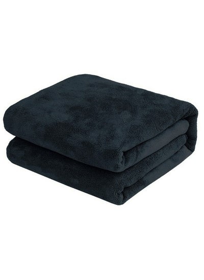 Buy Super Soft Microfiber Bath Towel 70x140cm Ultra Absorbent and Quick Drying Towel Black in UAE