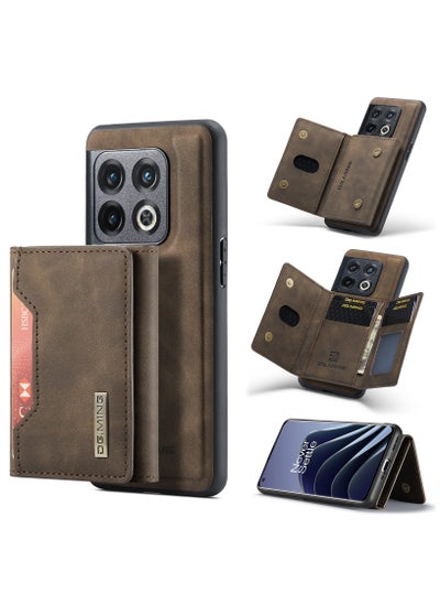 Buy CaseMe Wallet Case for One plus 10 pro DGMING Premium Leather Phone Case Back Cover Magnetic Detachable with Trifold Wallet Card Holder Pocket - Coffee in Egypt