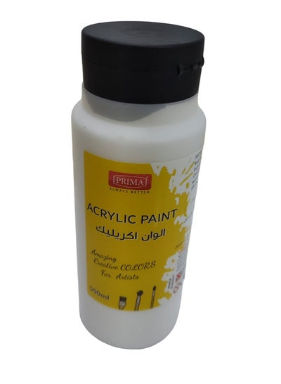 Buy Acrylic Paint Creative Colors For Artists 500 ml-White in Saudi Arabia