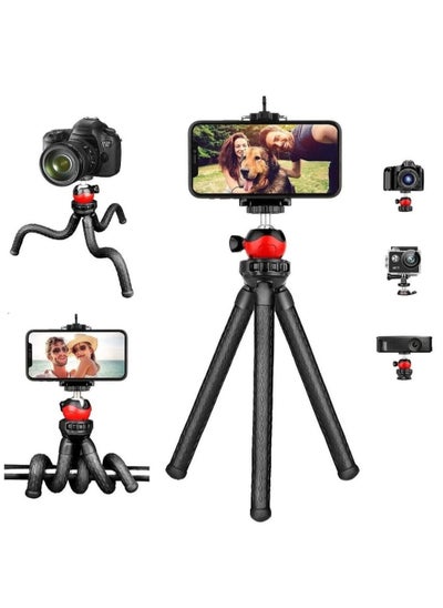 اشتري Flexible Tripod, 12 Inch Phone Tripod for iPhone and Android Phone, Action Camera Tripod for GoPro Canon Nikon DSLR في الامارات