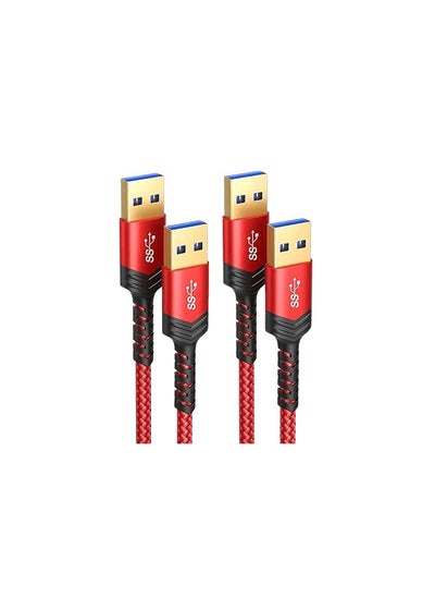 اشتري JSAUX USB to USB Cable, USB 3.0 A to A Male Cable 2 Pack(1m+2m) USB Male to Male Cable Double End USB Cord Compatible for Hard Drive Enclosures, DVD Player, Laptop Cooler and More (Red) CD0004 في مصر