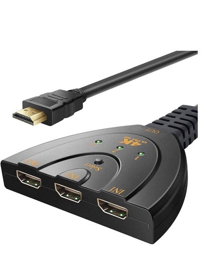 Buy 3 Port HDMI Auto 4K Switch Splitter HUB Box For HDTV 1080p 3 in 1 Out 2.43ft HDMI Cable Support 3D in UAE