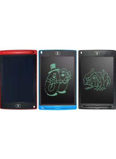 Buy 8.5 Inch LCD Writing Tablet With Replaceable Battery Stylus Dock and Erasing Button Blue ,Black, Red Combo (Pack of 3) in UAE