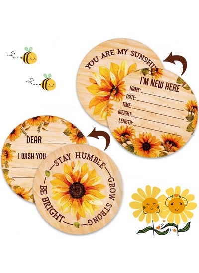 اشتري Pack Of 2 New Baby Birth Announcement Sign Hello World Newborn Sign With Marker Baby Boy Girl Sunflower I New Here Newborn Sign For Hospital Baby Shower Birthday Gifts 7 Inch Round في الامارات