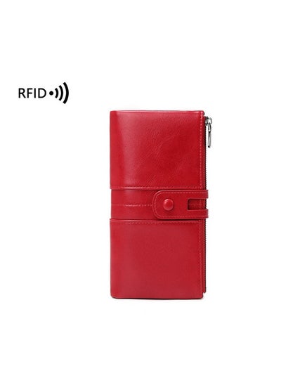 Buy Women's Wallets Handmade Elegant RFID Blocking Italian PU Leather Ladies Wallet Tri-fold Women's Purse in UAE