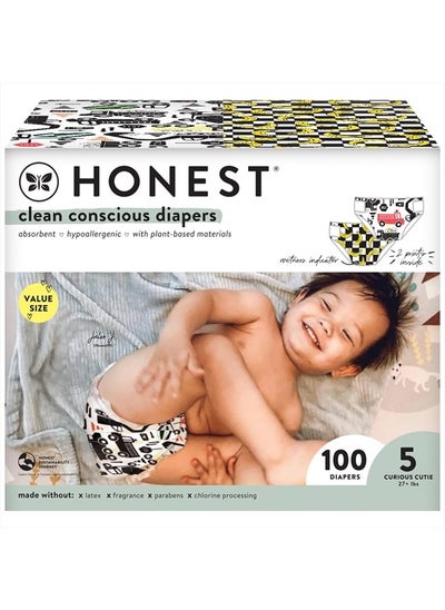 Buy Clean Conscious Diapers | Plant-Based, Sustainable | Big Trucks + So Bananas | Super Club Box, Size 5 (27+ lbs), 100 Count in UAE