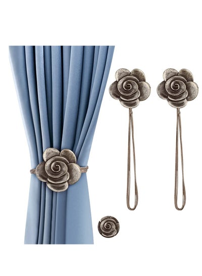 Buy Curtain Ties Magnetic 2 Pack Resin Flower Curtain Tiebacks Vintage Curtain Drapery Holdbacks in Saudi Arabia