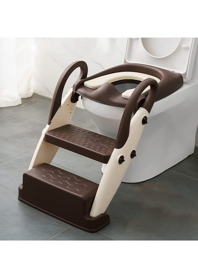 Buy Kids Multi-Function Auxiliary Stair Folding Toilet（Brown） in Saudi Arabia