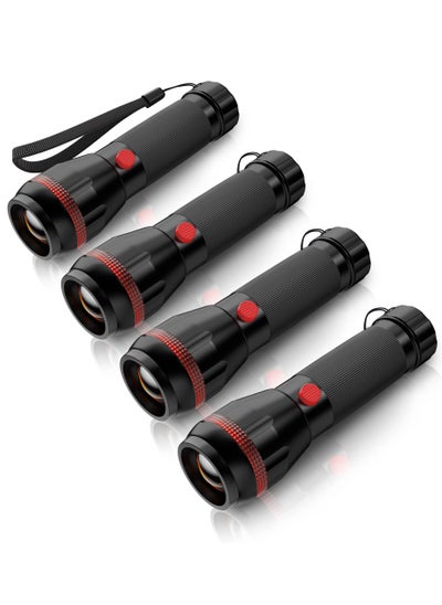 اشتري LED Torch Mini Small Torches 4Pcs, Zoomable 2 Modes 70 Lumens, Adjustable Focus, Portable Flashlight Home Indoor Lighting, Emergencies, Batteries Included في السعودية