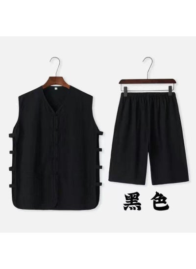 Buy Traditional Chinese Vest Set for Men SummerBlack suit Black suit in Saudi Arabia