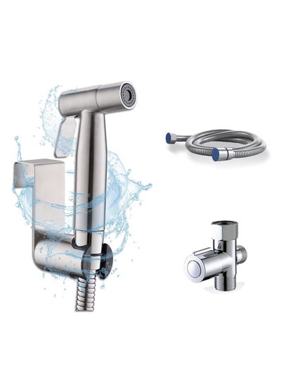 Buy Handheld Bidet Sprayer for Toilet-Adjustable Water Pressure Control with Bidet Hose for Feminine Wash, LUFEIDRA Stainless Steel Brushed Nickel Cloth Diaper Bidet Toilet Sprayer in Saudi Arabia