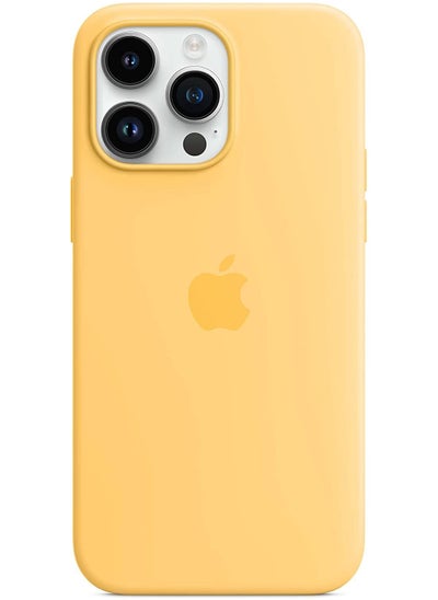 Buy Silicon case for iPhone 14 Pro Max Premium Silicone Case with MagSafe Quality case for premium phone Yellow in UAE