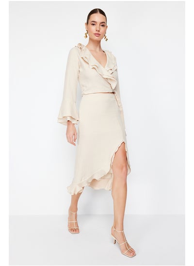 Buy Beige Skirt Frilly Midi Length Woven Skirt TWOSS24ET00067 in Egypt