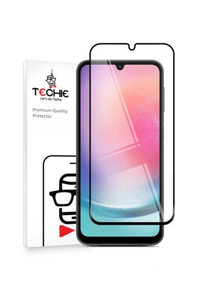 اشتري Techie 9D Full Cover 9H Hardness HD Tempered Glass Screen Protector for Samsung Galaxy A24 - Anti-Scratch, Anti-Fingerprint, and Bubbles Free Technology في السعودية