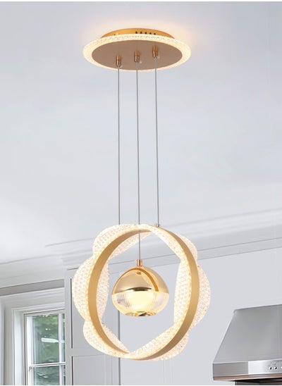 Buy Single Pendant Light Dining Room, Small LED Gold Modern Pendant Light Fixtures for Kitchen Island Table, Adjustable Color Temperature Acrylic Pendant Lamp bedroom in UAE