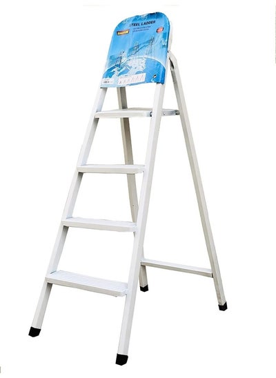 Buy Ladders Premium Quality Highly Durable Steel Ladder 4 Steps - White in UAE