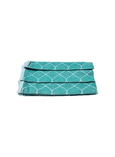 Buy Multi-Purpose Towel Set Of 3 Pcs 50 x 70 cm Turquoise Stripe, 100% cotton. in Egypt