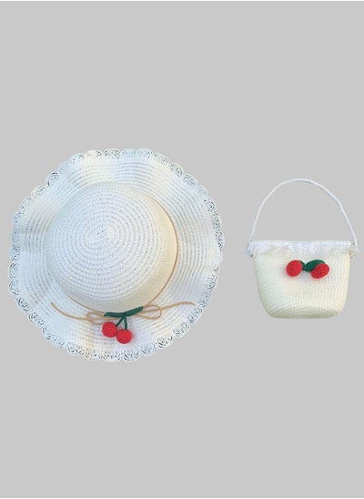 اشتري The Girl Cap Straw Hat & Shoulder Bag Set Summer Hat for Kids Outdoor Party Dress Up Set - Girls Wide Brim Set of 2 Pcs في الامارات