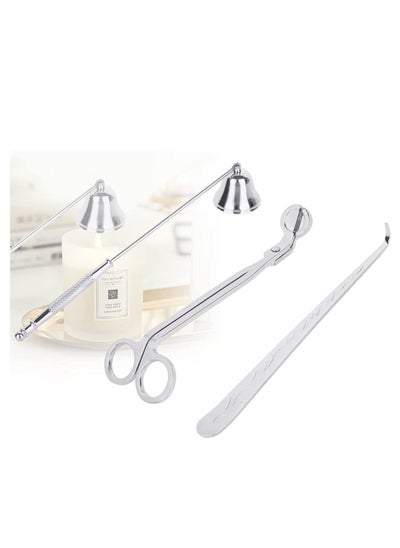 Buy 3 IN 1 Wick Trimmer and Snuffer Set Candle Care Accessory Set with Candle Wick Trimmer Candle Wick Cutter Candle Extinguisher Candle Wick Dipper Candle Snuffer for Candle Lovers (Silver) in Saudi Arabia