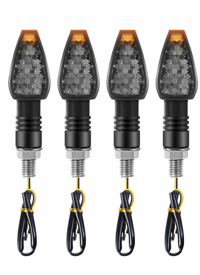 اشتري Motorcycle Turn Signal Lights, 4 Pcs 12V Universal Motorbike LED Indicator Blinker Amber Lamp Mini Stalk Arrow Light Front Rear Lights for Motorcycles في السعودية