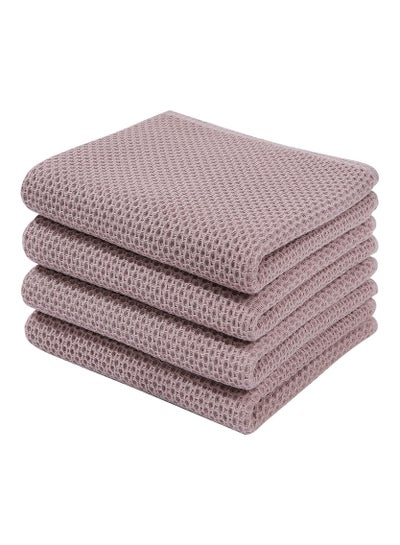Buy MahMir 100% Cotton Waffle Weave Kitchen Dish Cloths, Waffle Tea Towels Ultra Soft Absorbent Quick Drying Dish Towels, 34x34 CM , 4-Pack. (Brown) in UAE