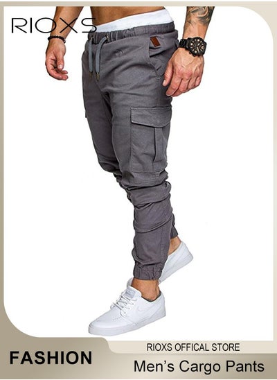 اشتري Cargo Pants For Men Fashion Joggers Baggy Loose Fit Joggers Pants With Pockets Men's Athletic Casual Sweat Pants Elastic Waist Trouser Sweatpants في الامارات