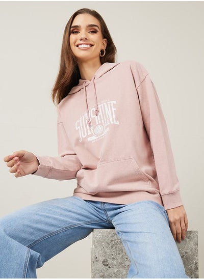 اشتري Regular Fit Graphic Print Longline Hoodie في السعودية