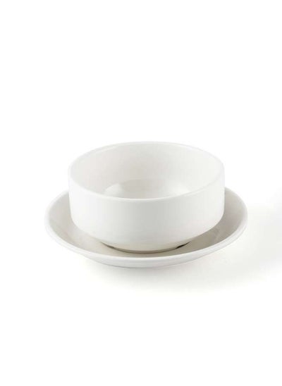 اشتري Porcelain Ivory Soup Cup with Saucer 6 Inch 15 cm في الامارات