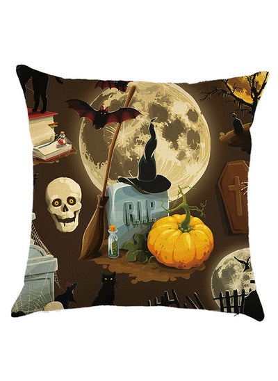 Buy Happy Halloween Square Pillow Cover Cotton Blend Multicolour in UAE