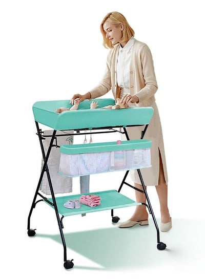 Buy Baby Portable Changing Table with Wheels Adjustable Height Foldable Changing Table in Saudi Arabia