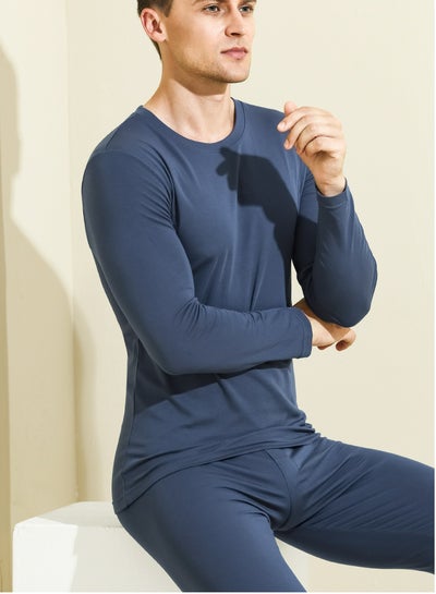 Mens Solid Color Thin Long Johns And Thermal Underwear Set Piece