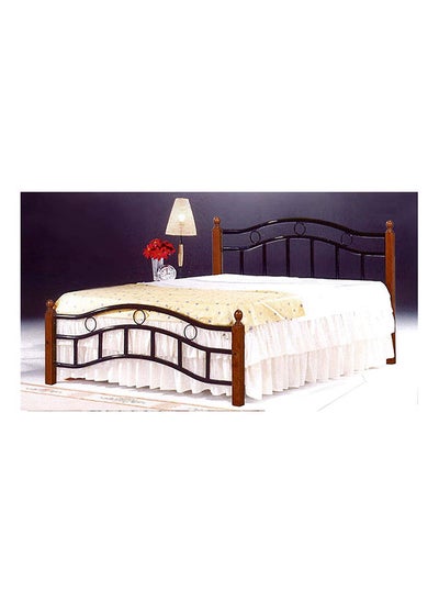 اشتري Wood And Steel Bed And Wooden Legs With Medicated Mattress Cherry Brown- Double Size 190x120 cm في الامارات