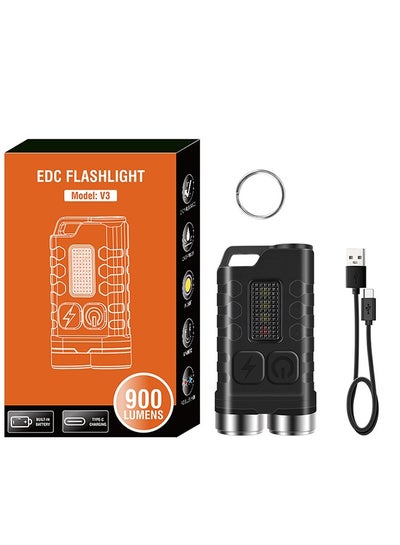 Buy Mini Flashlight, LED Keychain Flashlight, Pocket Light with 5-Level Brightness 4-Color Light Source for Camping, Hiking, Emergency Use in Saudi Arabia