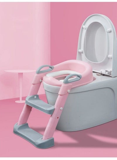 Buy Oasisgalore Pink Baby Toddlers Boys Girls Potty Training Seat Toilet with Step Stool Ladder with Anti-Slip Pads Foldable Comfortable Safe Easy Clean in Saudi Arabia