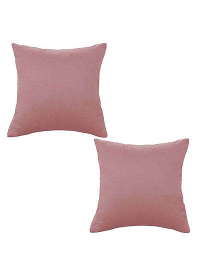 Buy Set of 2 Pieces Square Soft Velvet Decorative Cushion with Solid Design and Attractive Colors - 45x45 cm in Saudi Arabia