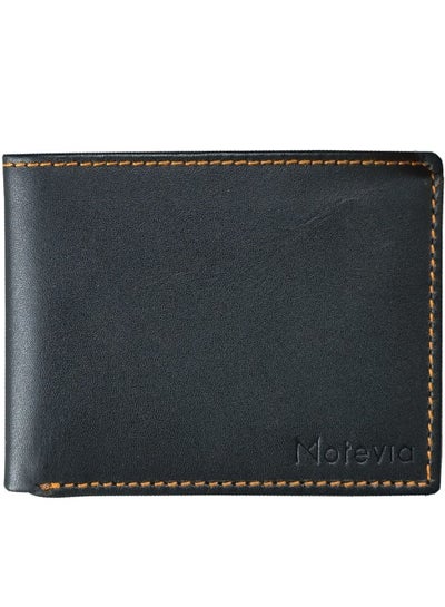Buy Motevia Men's Genuine Leather Wallet Card Holder Small Wallet Size 11.5 * 9.5cm Slim Card Wallet ( black) in Egypt