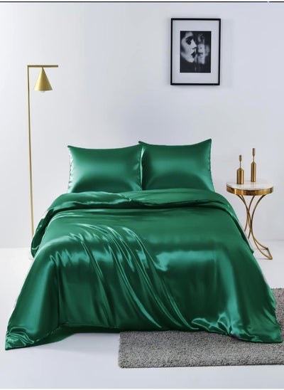 Buy 4pcs King Size Luxury Solid Color Satin Duvet Cover Set Skin-friendly And Comfortable, Soft And Smooth For Bedroom And Living Room 220x240 cm in Saudi Arabia