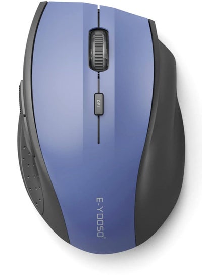 Buy E-YOOSO E-1010 Wireless Mouse, Computer Mouse 18 Months Battery Life Cordless Mouse, 5-Level 2400 DPI, 6 Button Ergo Wireless Mice, 2.4G Portable USB Wireless Mouse for Laptop, Mac, PC(Blue) in UAE