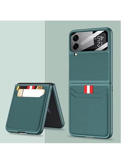 Buy Samsung Z Flip 4 Leather Wallet Case,Samsung Galaxy Z Flip 4 Case with Card Slots,Galaxy Z Flip 4 Case with Card Holder,Military Grade Drop Protective Case(Card Slots,Green) in Egypt