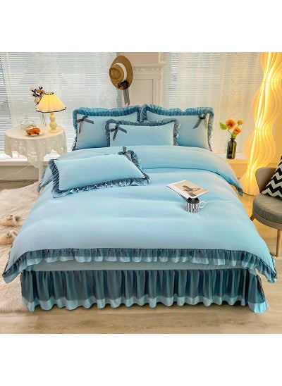 اشتري Simple Solid Color Washable Bed Sheet And Duvet Cover Set في السعودية