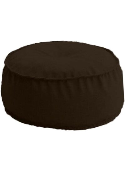 Buy Linen Round Ottomans Floor Cushion Deep Brown in Saudi Arabia