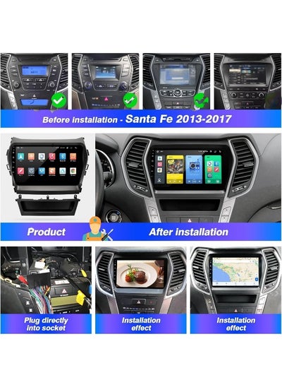 اشتري Android Car Stereo Screen Hyundai Santa Fe IX45 2013-2017 With Apple Carplay Android Auto Wireless WiFi DSP FM&AM BT AHD Camera Included Fast Interface  4 32GB 360D Camera في الامارات