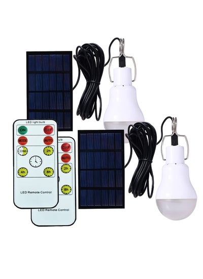 Buy Solar Light Bulb Remote Control, 350LM Portable Outdoor Solar Powered Lamp LED Lighting for Camp Tent Night Fishing Emergency Lights Flash (Pack of 2+Remote Control) in UAE