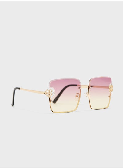 Buy Flower Detail Oversized Square Sunglasses in UAE