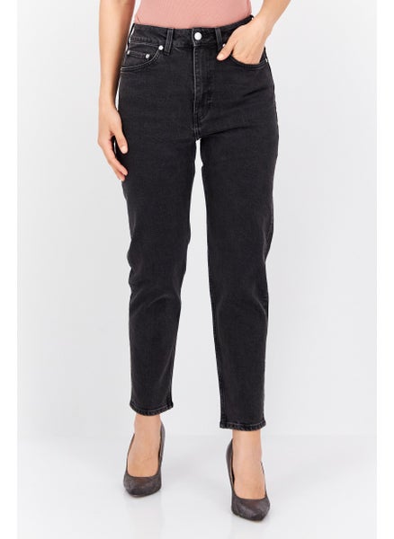 Buy Women Regular Fit Washed Stretchable Jeans, Black in Saudi Arabia