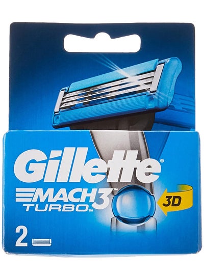 Buy Gillette Mach3 Turbo Men Razor Blade Refills 2 Pieces in Saudi Arabia