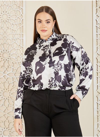 Buy Plus Floral Print Longline Shirt in Saudi Arabia