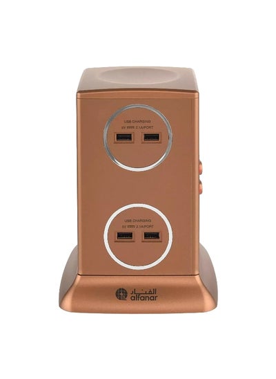 Buy 13A 6-Socket and 4-USB ABS Port Power Extension Tower Copper 3 m in Saudi Arabia