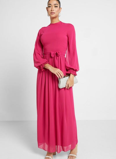 Buy Puff Sleeve Chiffon Dress in UAE