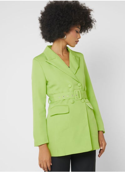 Buy Classic Longline Blazer With Belt Detail in Saudi Arabia